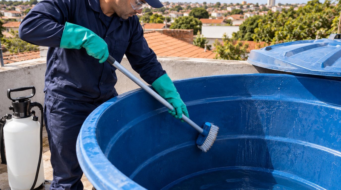 Serviço em caixa d'água em São José do Rio Preto-SP